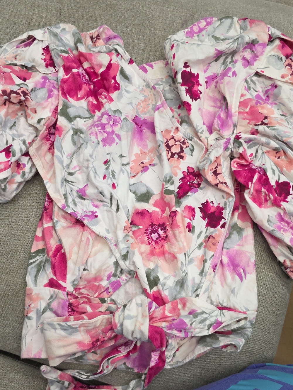 Express Pink Floral Tie Back Or Front Blouse